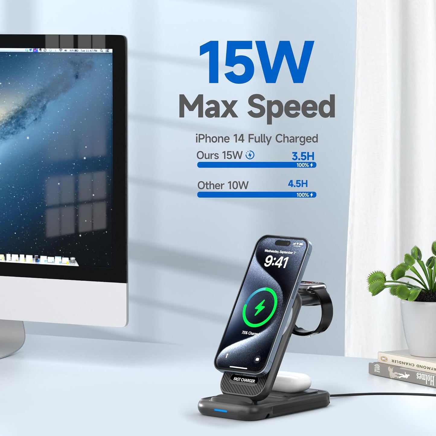 Helothera TriCharge Pro™ | 3-in-1 Foldable Magnetic Charging Station