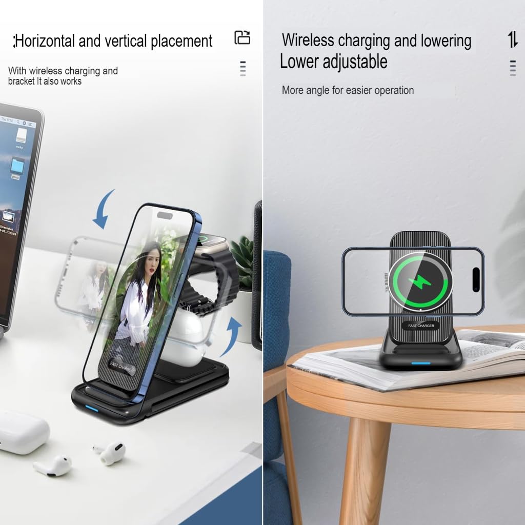 Helothera TriCharge Pro™ | 3-in-1 Foldable Magnetic Charging Station