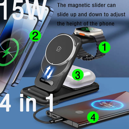 Helothera TriCharge Pro™ | 3-in-1 Foldable Magnetic Charging Station
