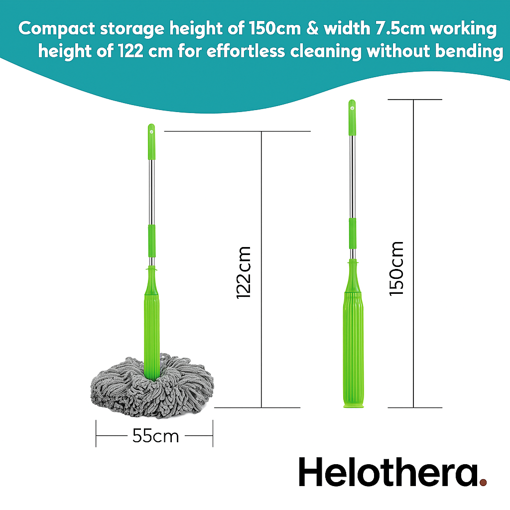 Helothera® AquaTwist Mop – 360° Auto-Wring Cleaning System Mop