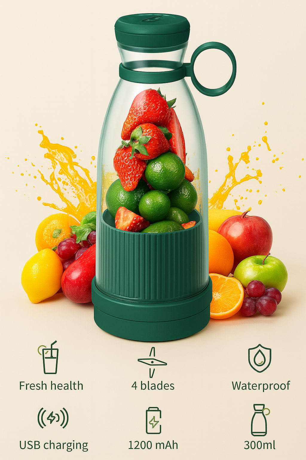 Helothera® VortexBlend Go – Premium Portable Smoothie Juicer